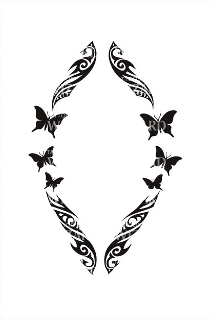 Design Tatuaggio Corona di Farfalle Tribali