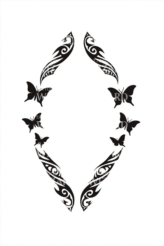 Tribal Butterfly Wreath Tattoo Design