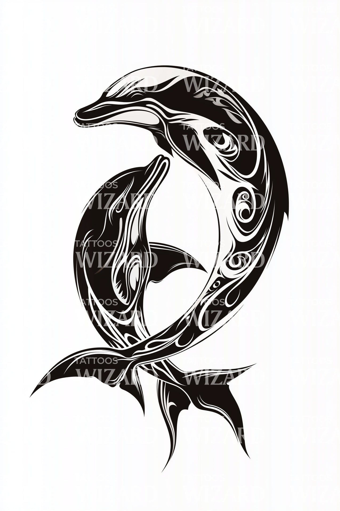Tribal Dolphin Curve Tattoo Design