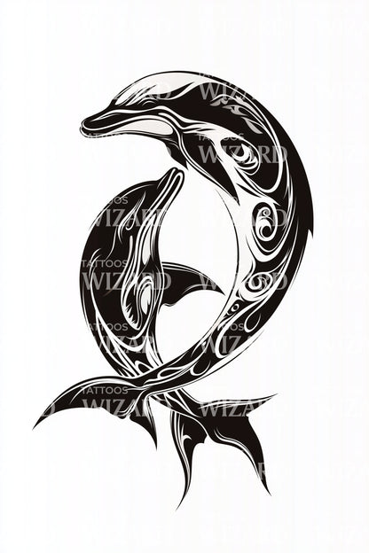 Tribal Dolphin Curve Tattoo Design