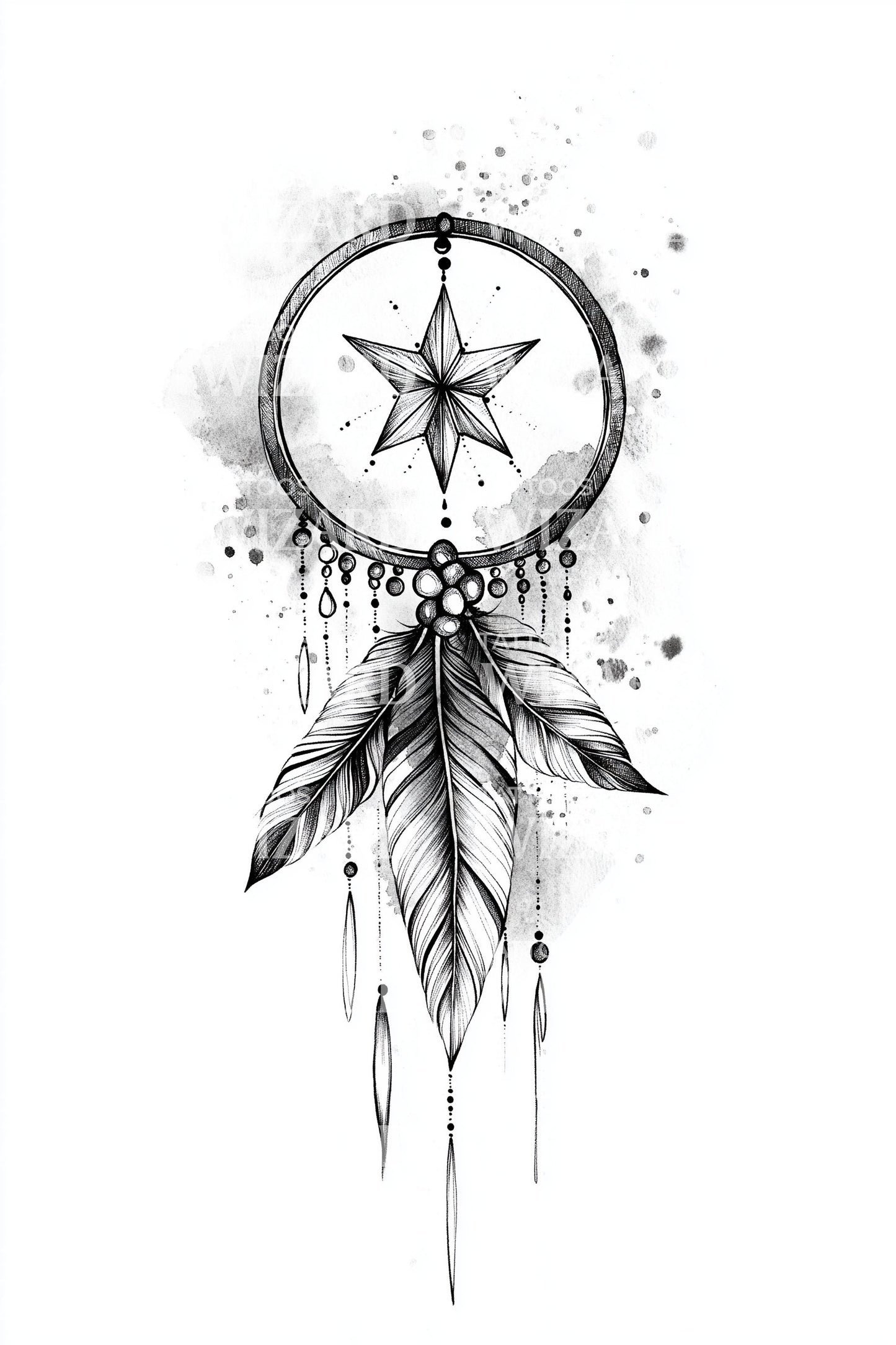 Tribal Dreamcatcher Feathers Tattoo Design