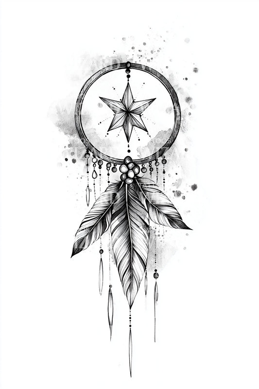 Tribal Dreamcatcher Feathers Tattoo Design