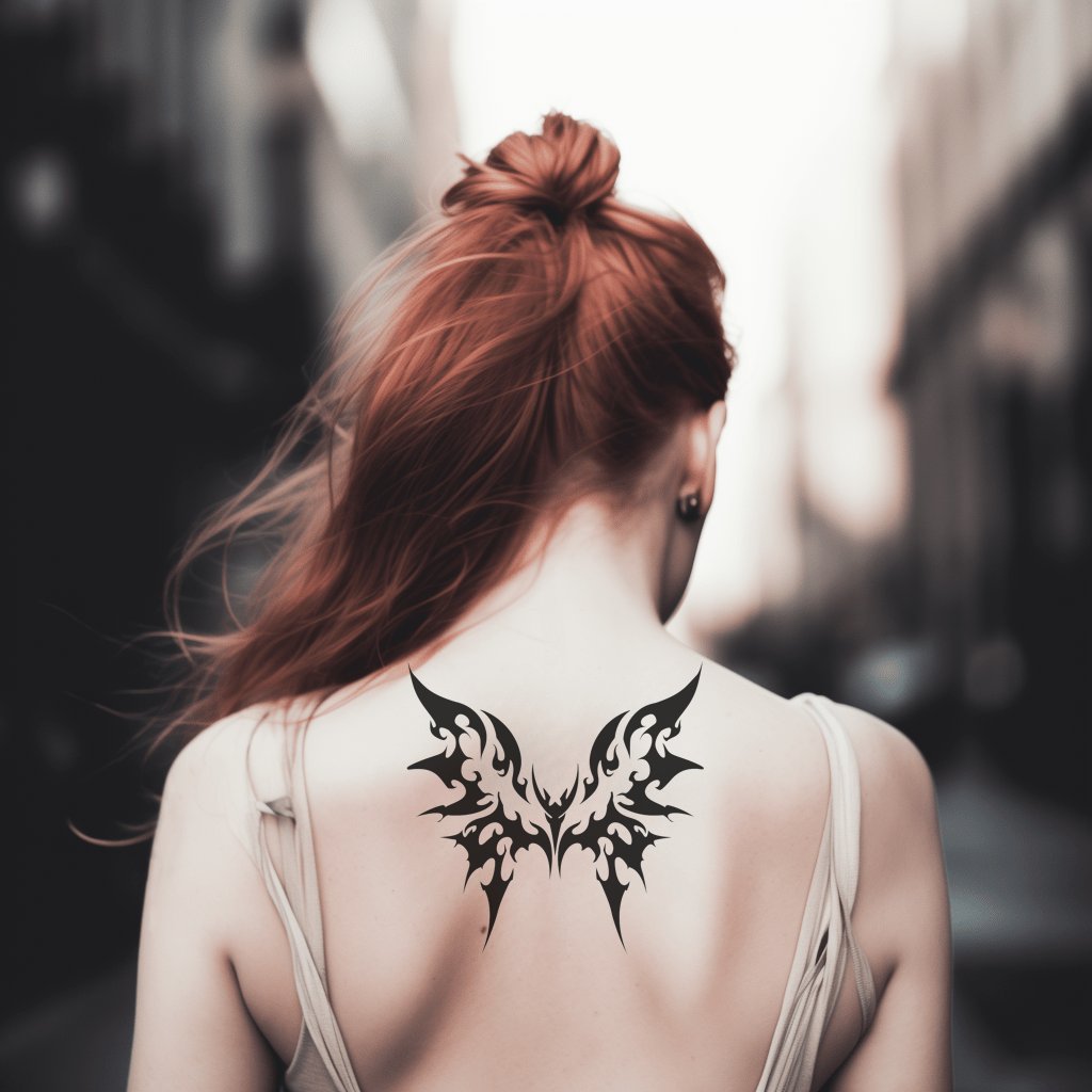 Dynamic Tribal Wings with Bold Edges Tattoo Illustration