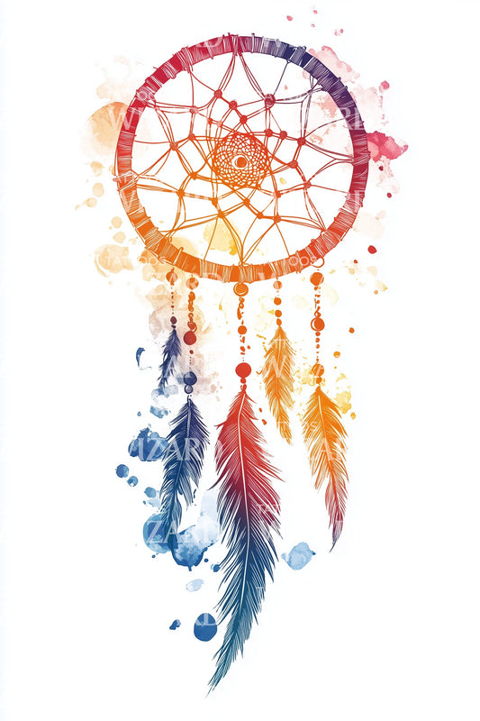 Tribal Feather Dreamcatcher Tattoo Design