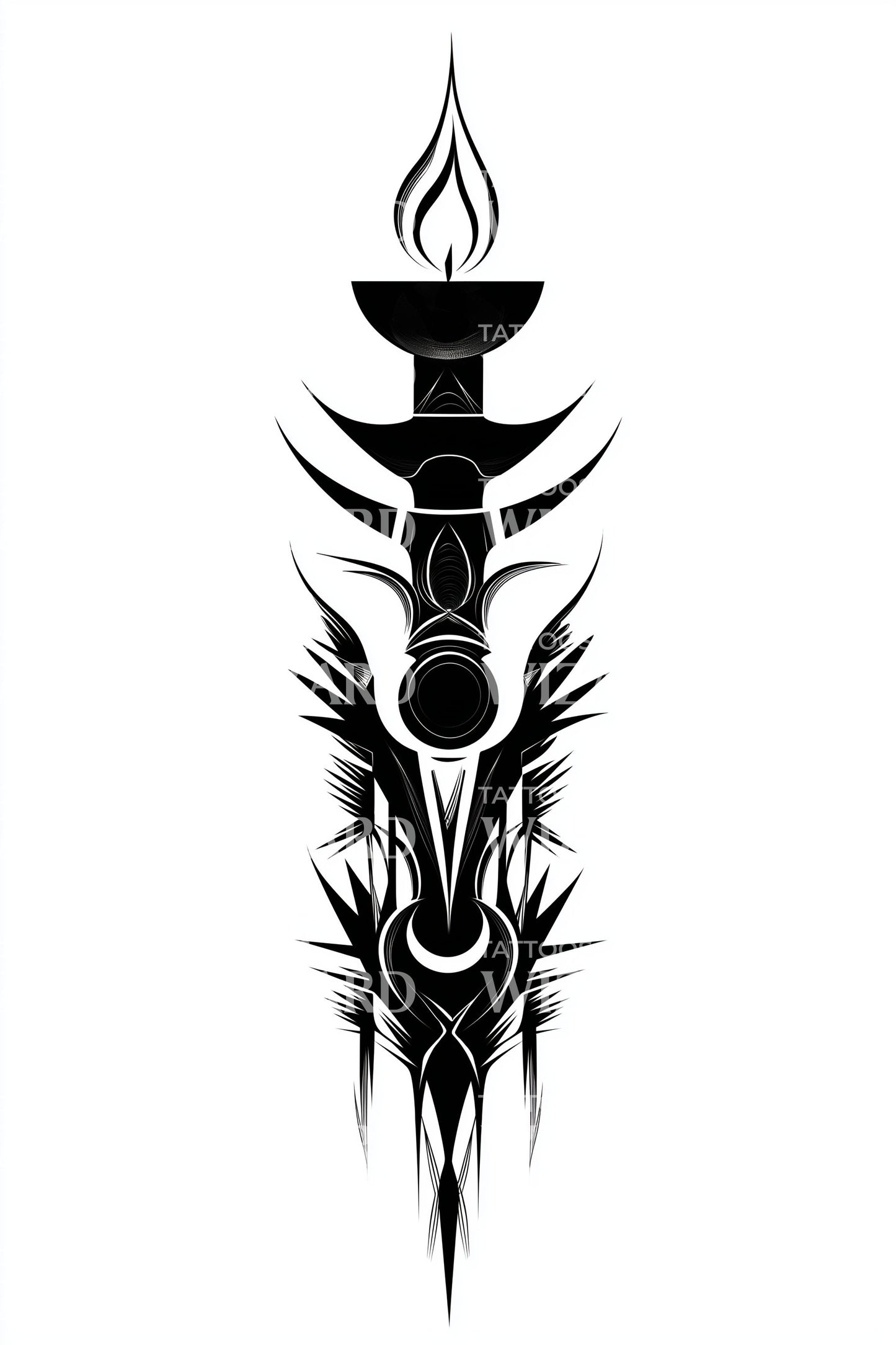 Tribal Flame Candle Tattoo Design