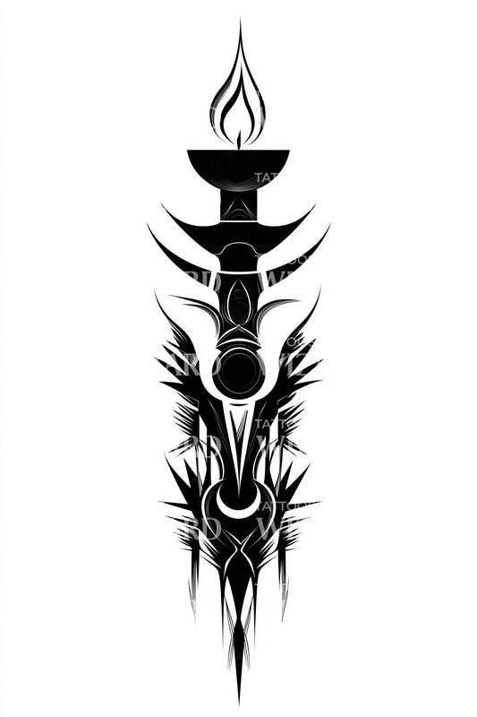 Tribal Flame Candle Tattoo Design