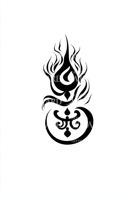 Ideia de Tatuagem com Emblema de Chama Tribal
