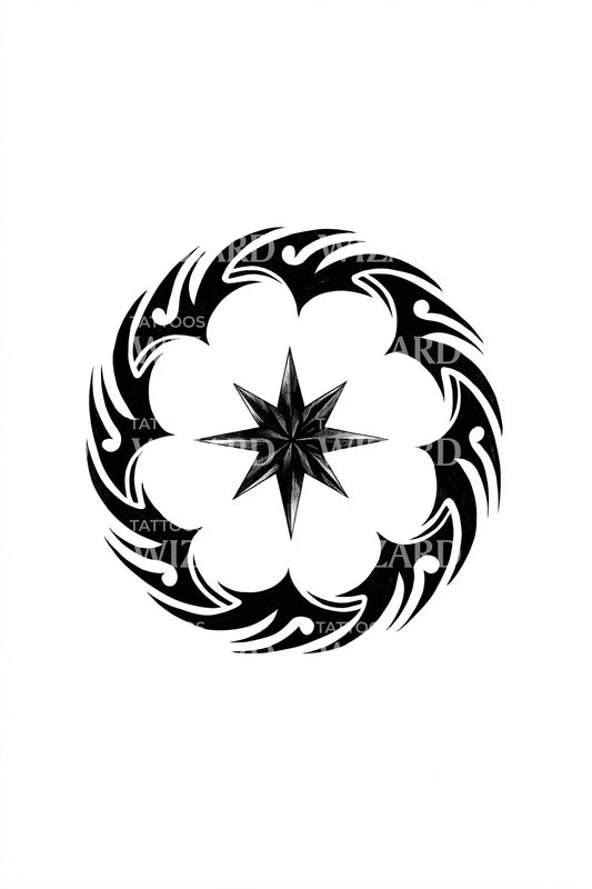 Tribal Flame Halo Tattoo Illustration