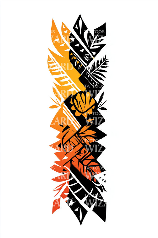 Tribal Flame Hibiscus Tattoo Design