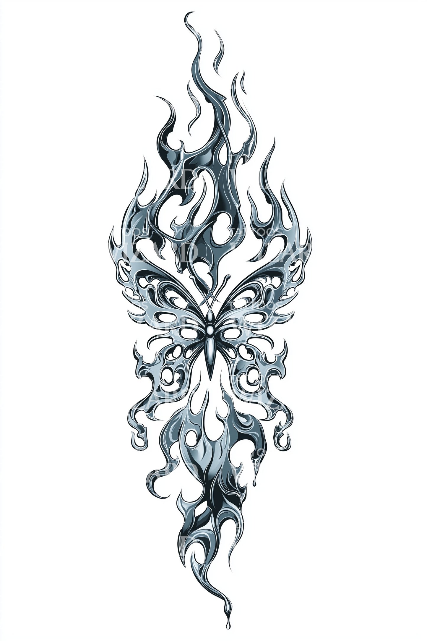 Tribal Flame Mask Tattoo Design