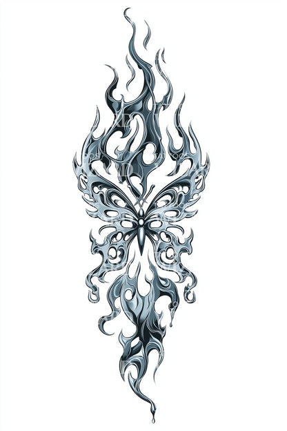 Tribal Flame Mask Tattoo Design