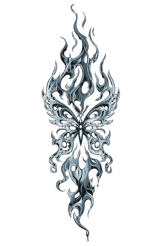 Tribal Flame Mask Tattoo Design