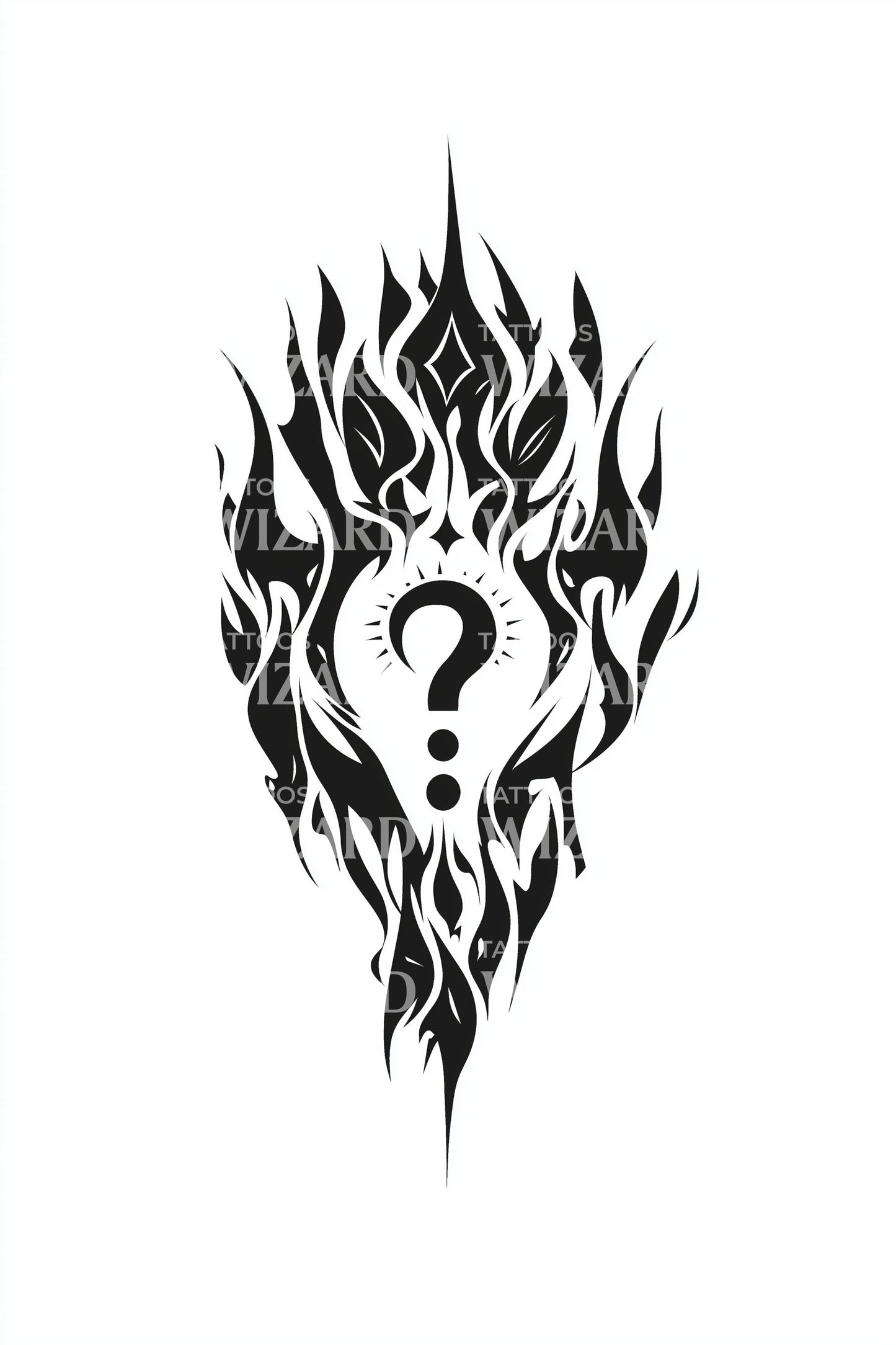 Tribal Flame Question Tattoo Design