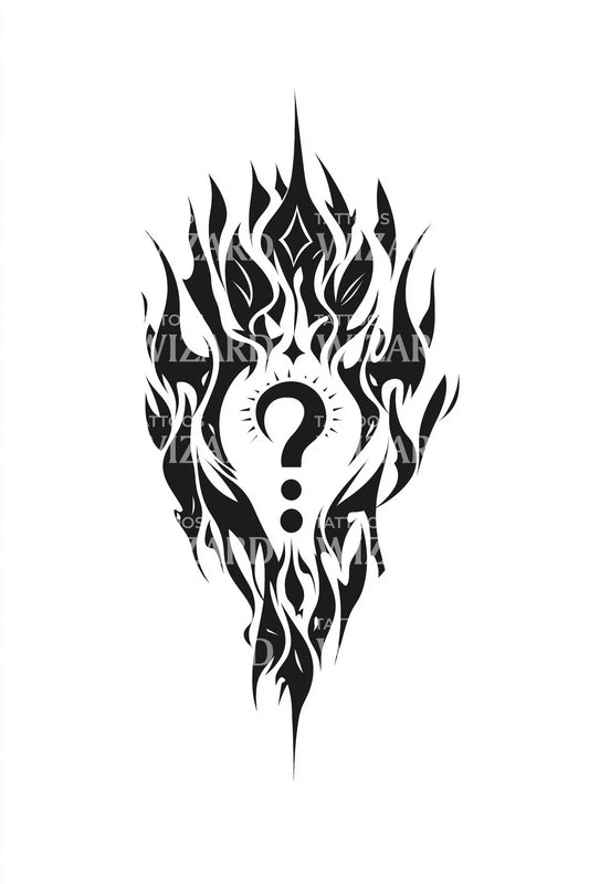 Tribal Flame Question Tattoo Design