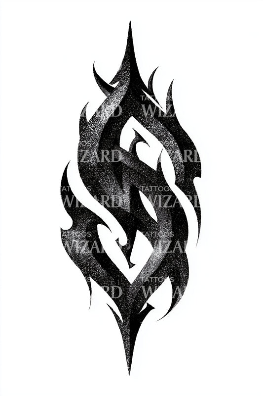 Tribalny wzór tatuażu z płomieniem sigil