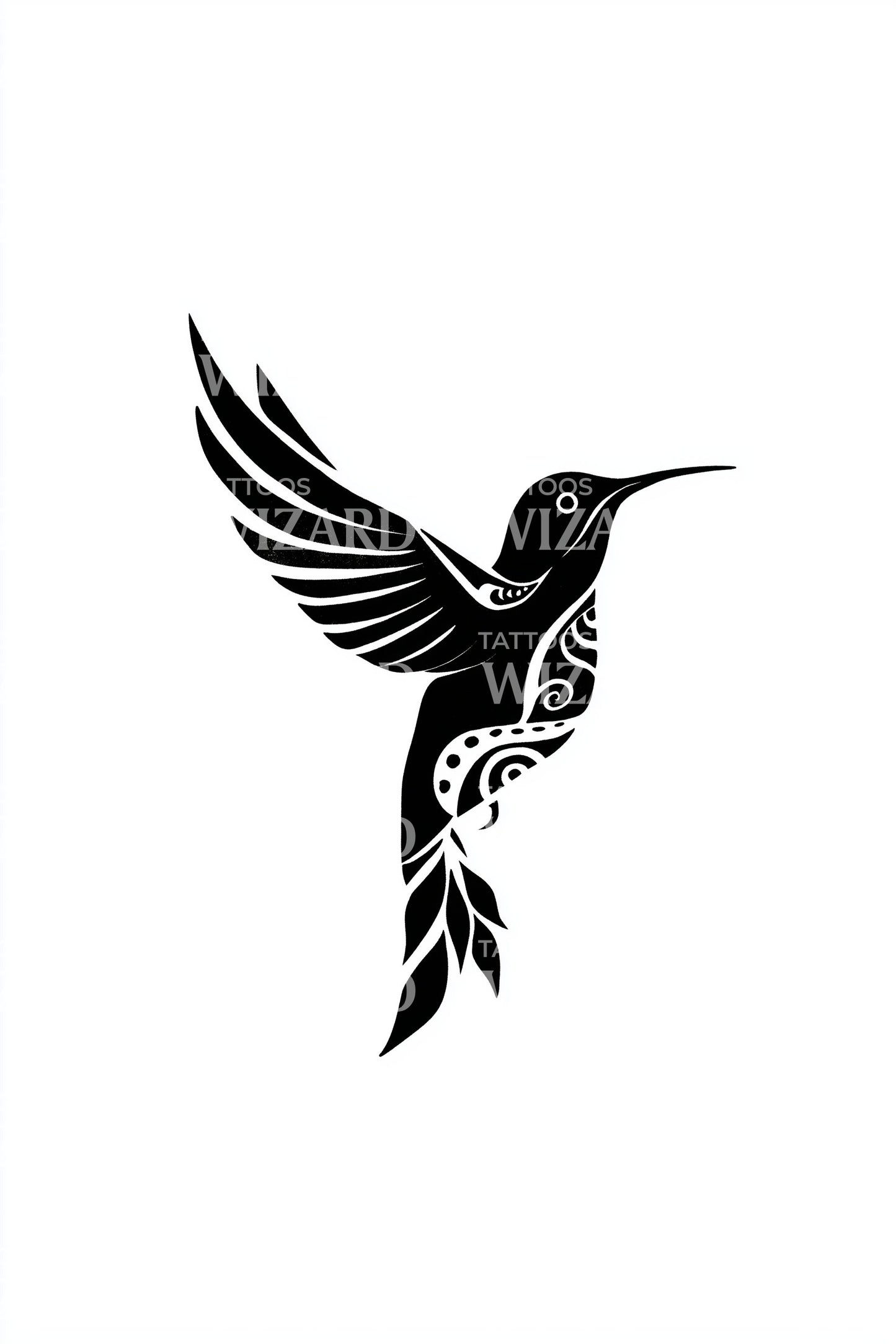 Design de Tatuagem de Silhueta de Beija-flor Tribal