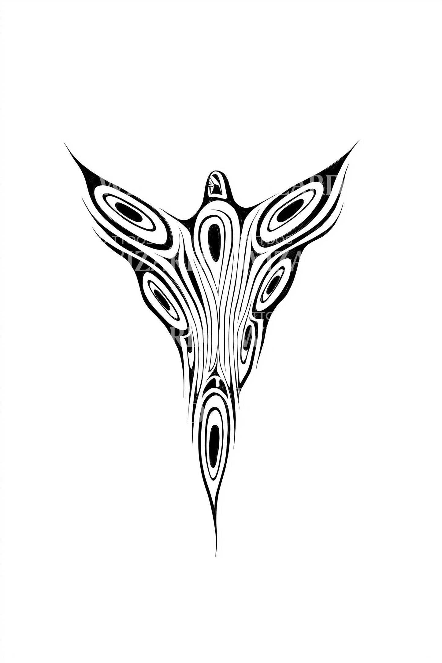 Design de Tatuagem Emblema de Mariposa Tribal