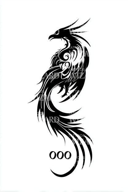 Tribal Phoenix Emblem Tattoo Idea