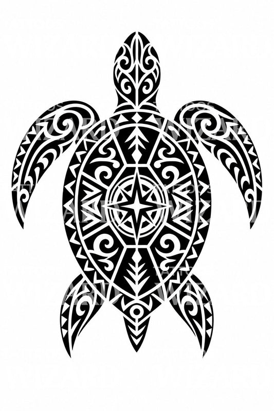Design tatuaggio tribale tartaruga marina