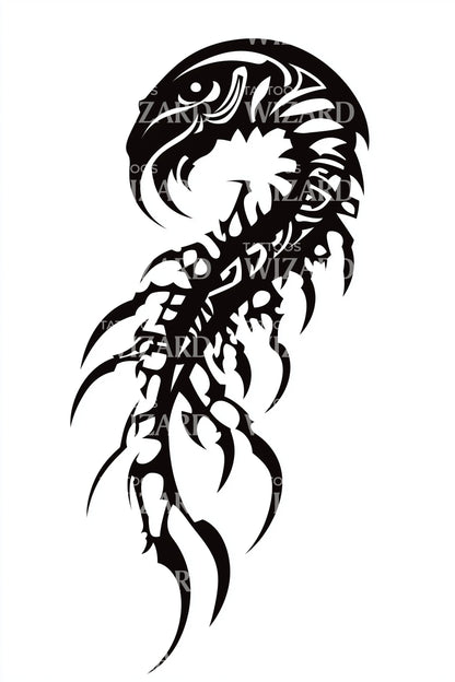 Design de tatouage courbe hippocampe tribal