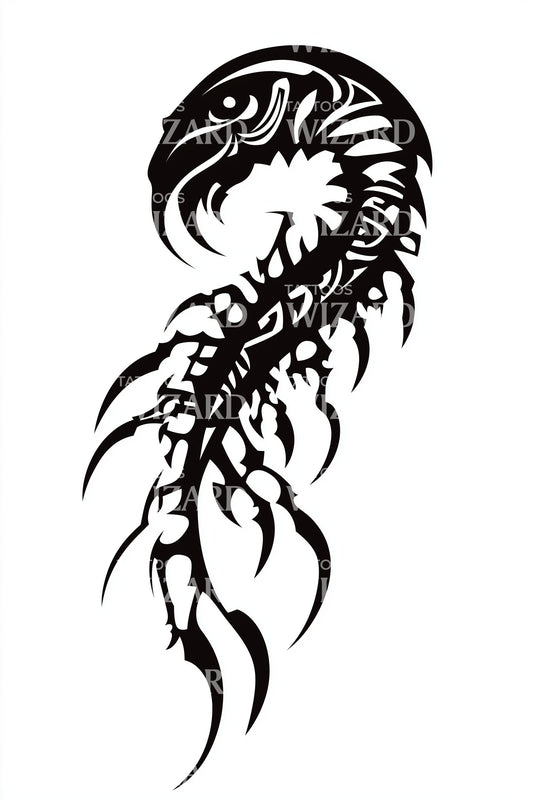 Design de Tatuagem Curva de Cavalo-Marinho Tribal