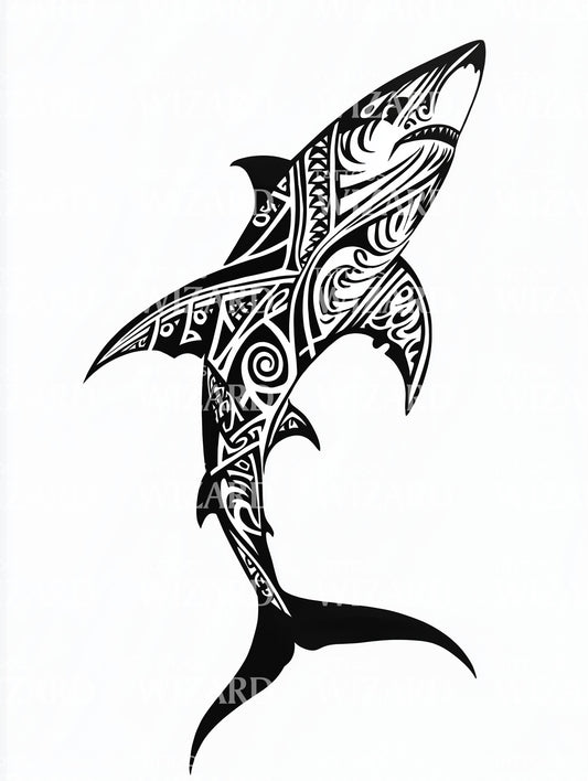 Illustration de tatouage de force de requin tribal