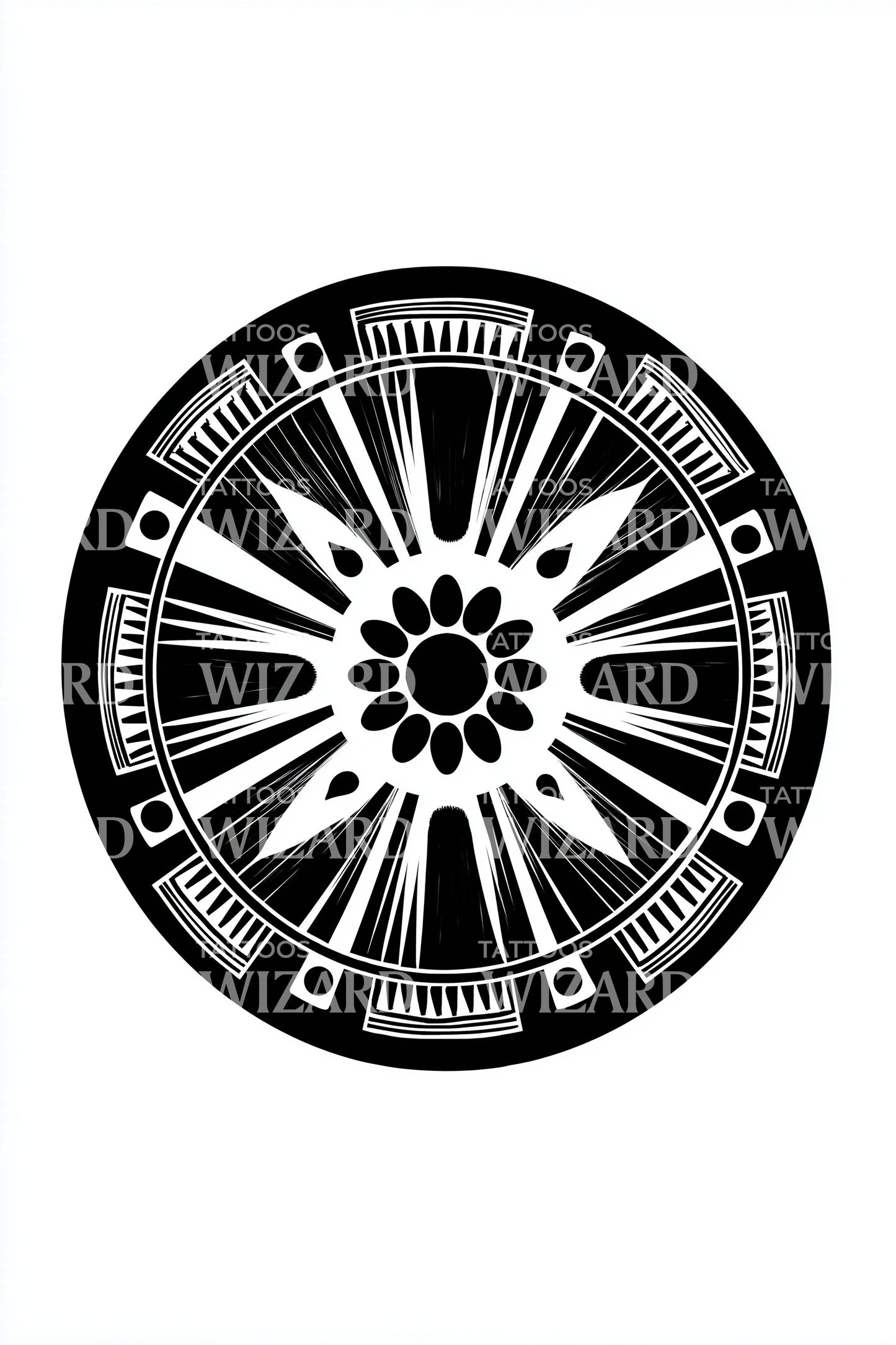 Tribal Solar Wheel Tattoo Design