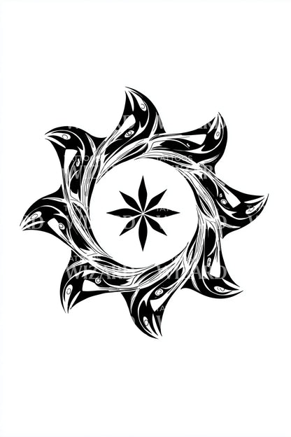 Design di tatuaggio corona solare tribale