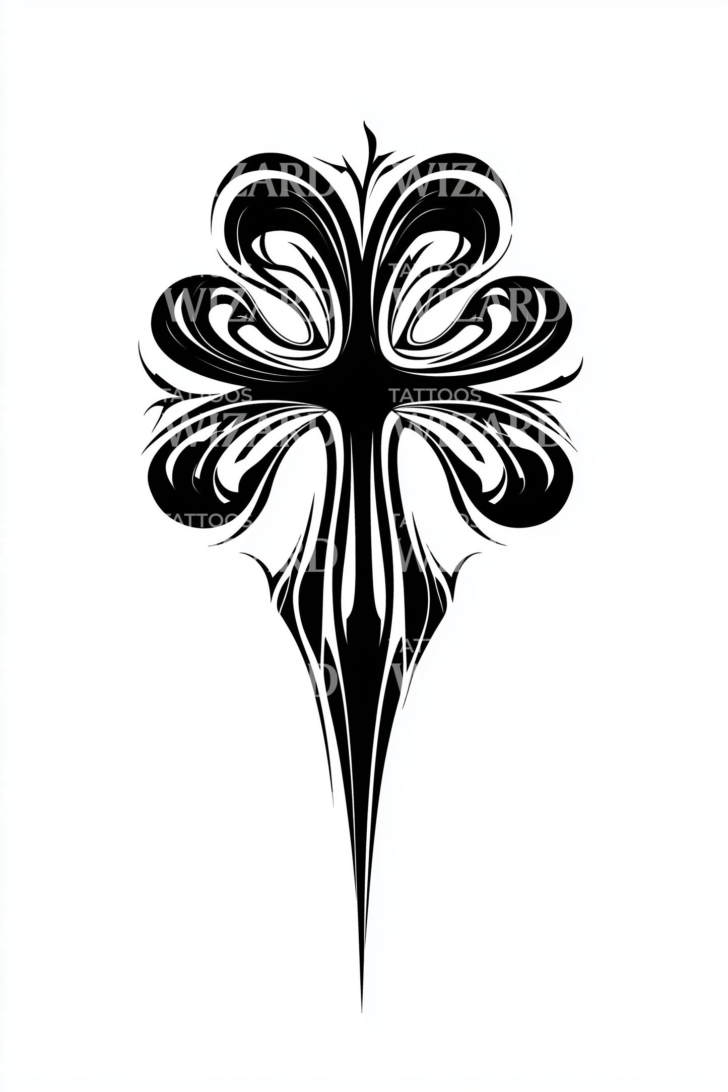 Tribal Spear Clover Tattoo Design