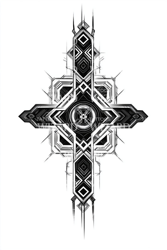 Desenho de Tatuagem Cruz Estrela Tribal