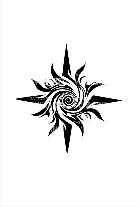 Tribal Sun Spiral Tattoo Design