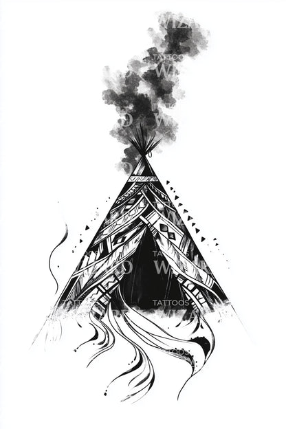 Tribal Teepee Smoke Tattoo Design
