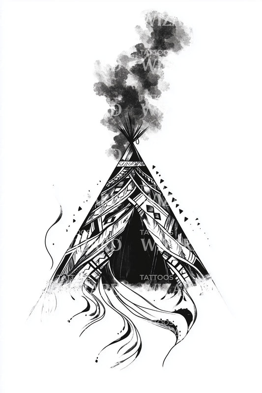 Tribal Teepee Smoke Tattoo Design
