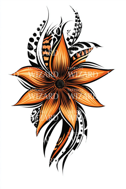 tiger lily flower outline Tribal Tiger Lily Tattoo Design – Tattoos Wizard Designs