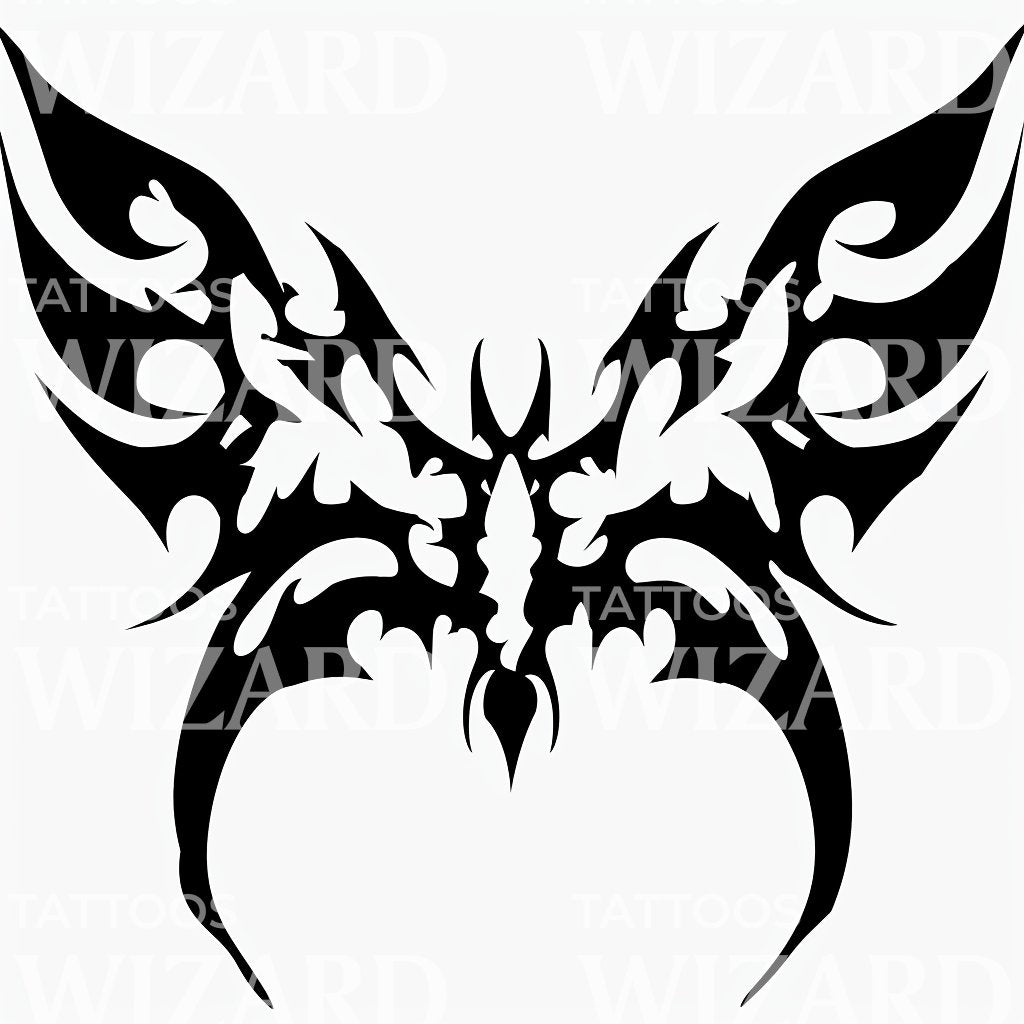 Tribal Winged Pattern with Symmetrical Design Tattoo Illustration ...