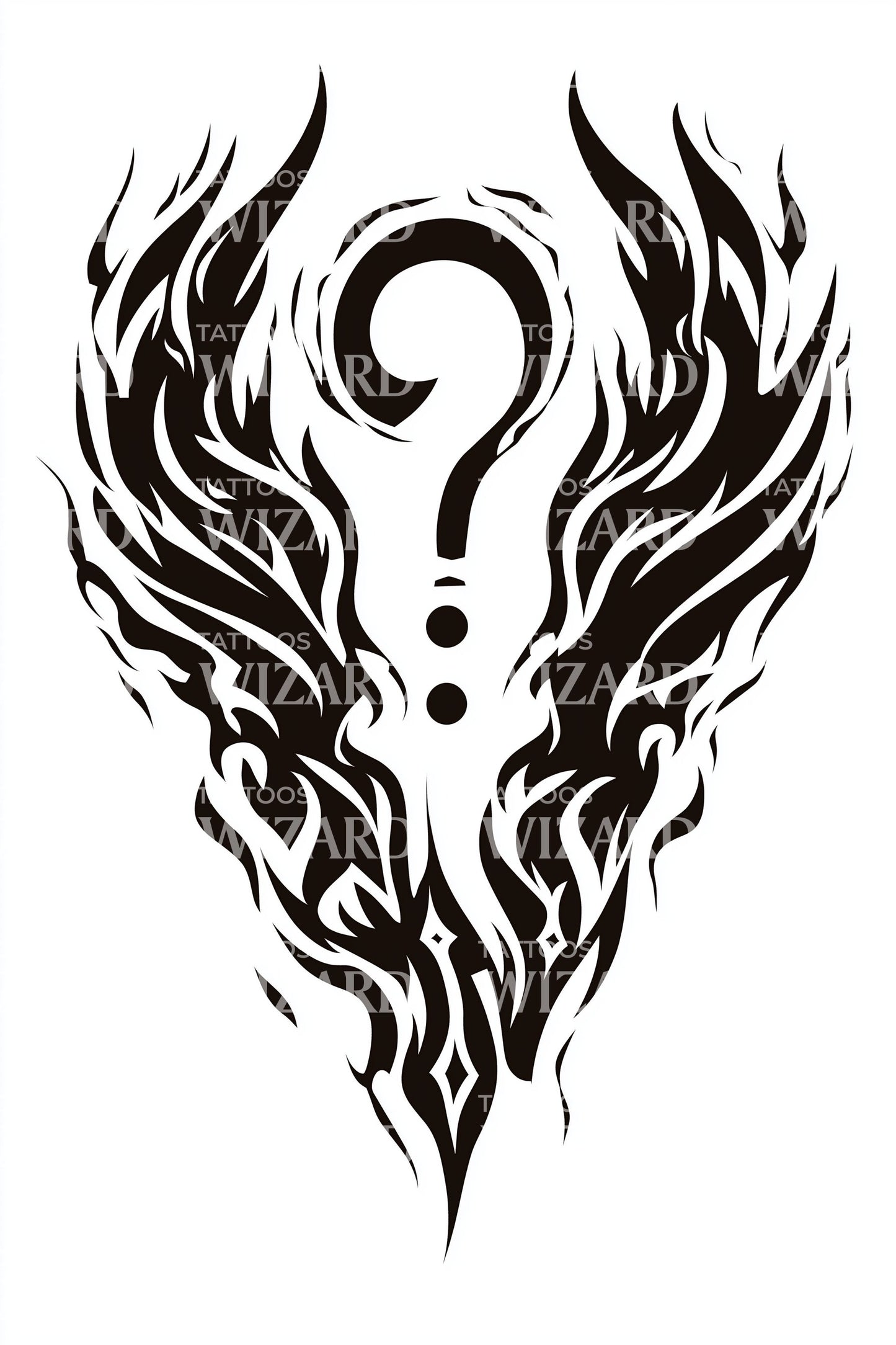 Tribal Winged Question Tattoo Design