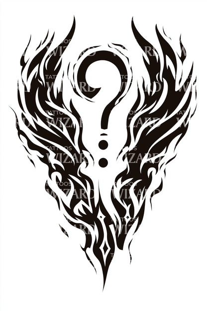 Tribal Winged Question Tattoo Design
