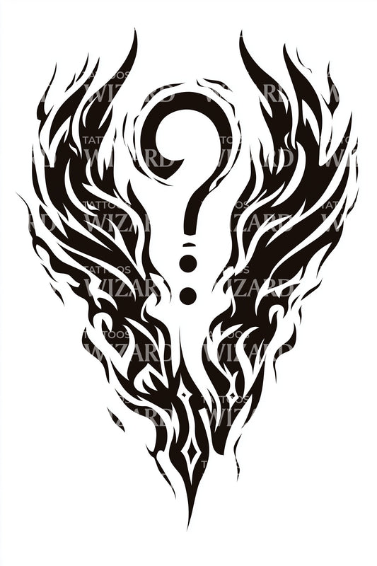 Tribal Winged Question Tattoo Design