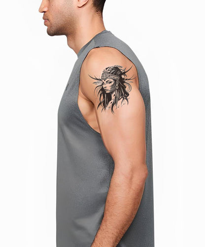 Tribal Woman Face Tattoo Design