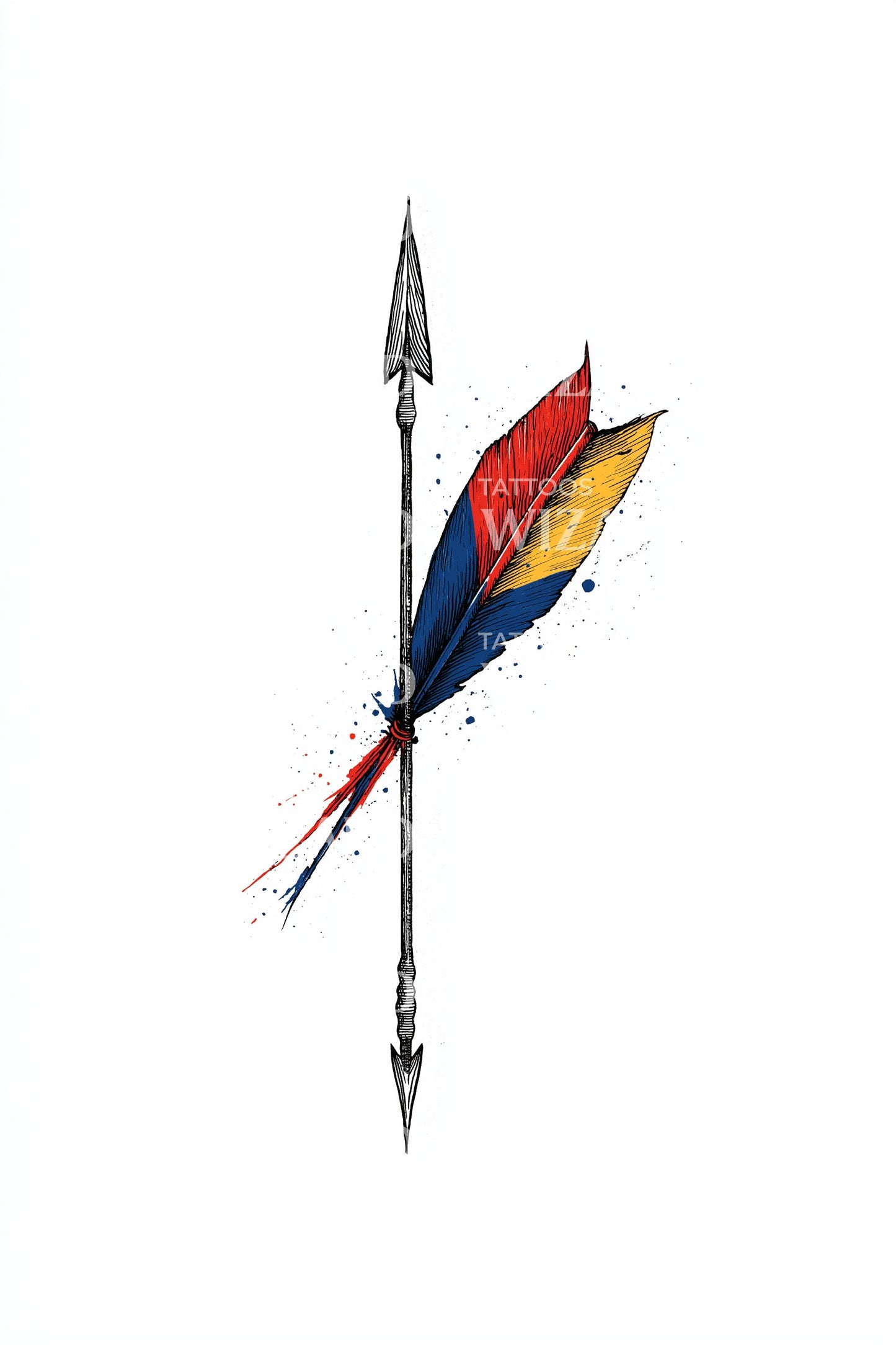 Diseño de tatuaje con emblema de flecha tricolor