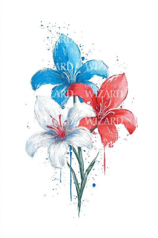 Tricolor Lily Bouquet Tattoo Idea