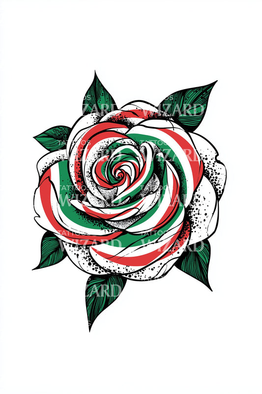 Tricolor Rose Emblem Tattoo Design