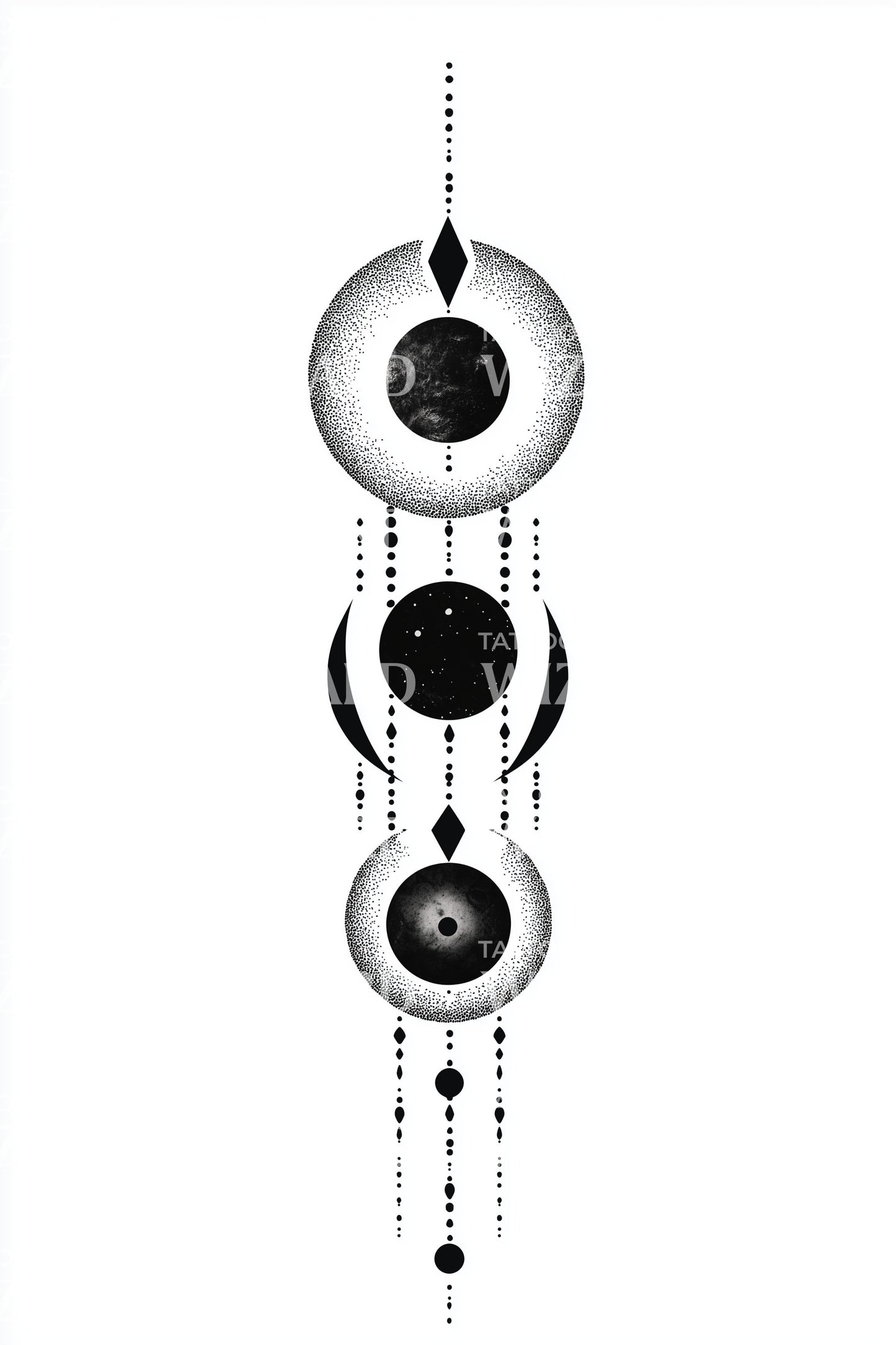 Triple Moon Alignment Tattoo Design