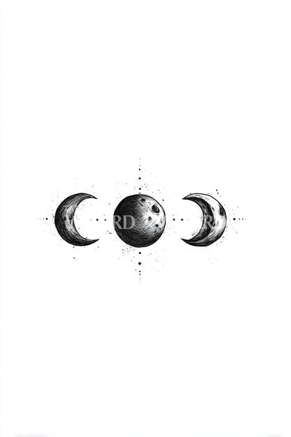 Triple Moon Alignment Tattoo Design