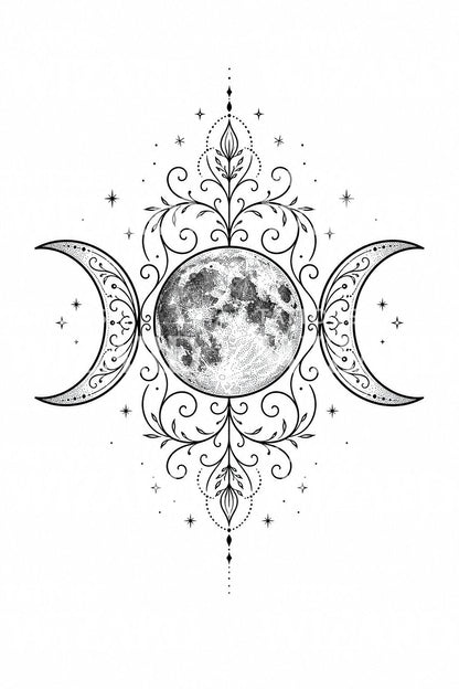 Triple Moon Goddess Tattoo Design