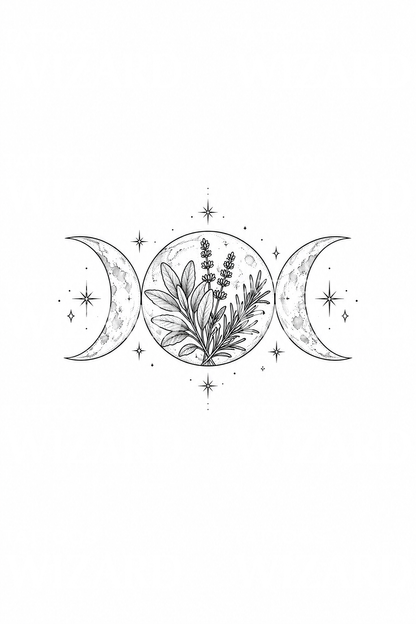 Triple Moon Herbal Goddess Tattoo Idea