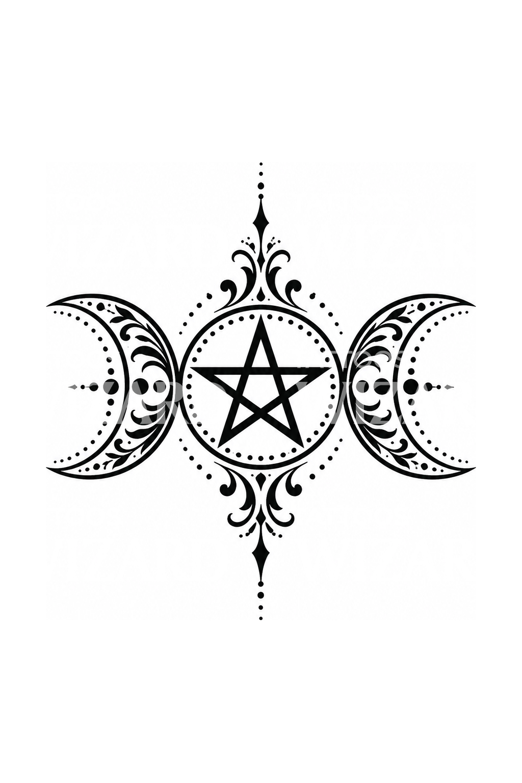 Τατουάζ Wicca με τριπλό φεγγάρι και πεντάλφα