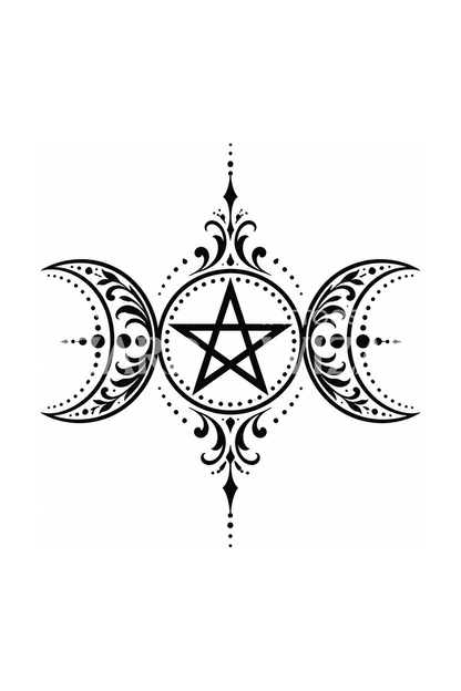 Τατουάζ Wicca με τριπλό φεγγάρι και πεντάλφα