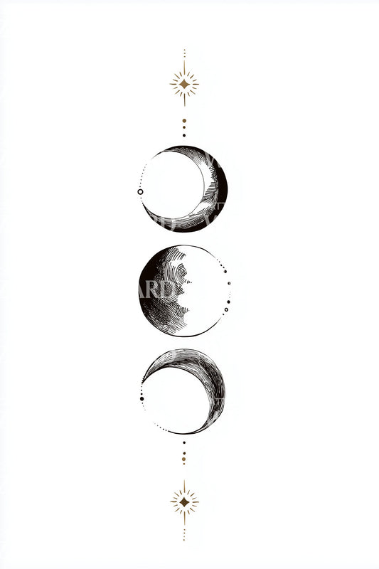 Triple Moon Phases Tattoo Design