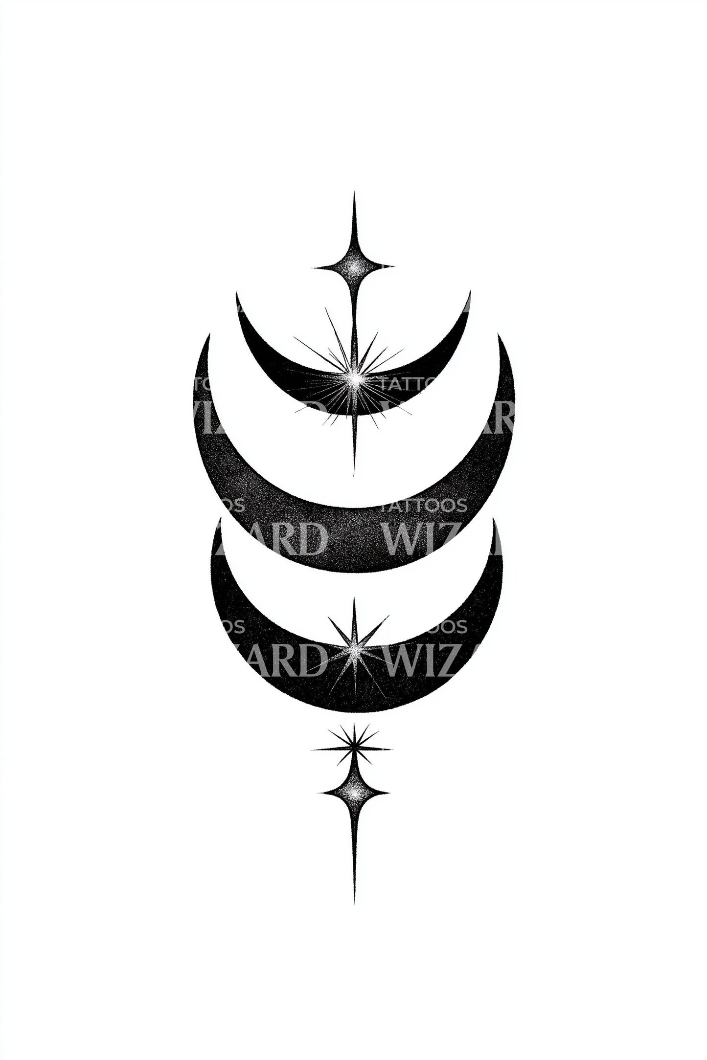 Triple Moon Phases Tattoo Design